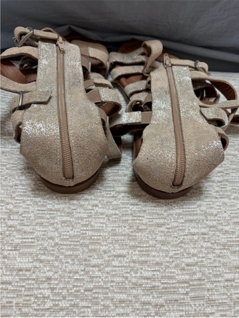 Free People Glittery Metallic Gold Gladiator Sandals - Picture 5 of 9